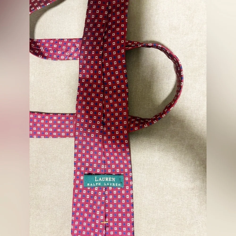 Ralph Lauren Red Geometric Patterned Tie